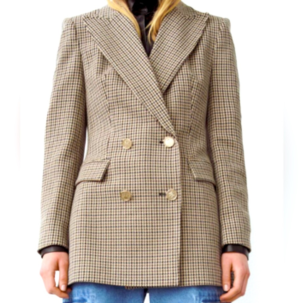 Zara, Double Breasted Houndstooth Blazer